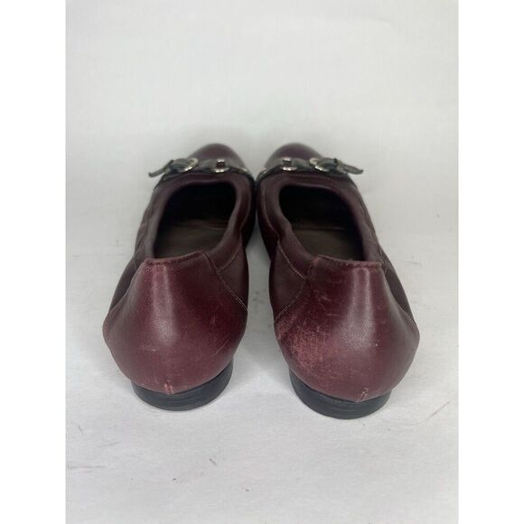 AGL Burgundy Leather Cap Toe Buckle Ballet Flats Shoes Women Sz 37EU/6.5M US - Picture 12 of 13
